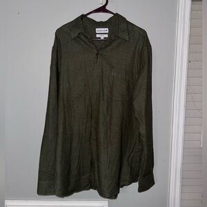 Saddlebred Olive Green Casual Button Shirt 100% Cotton